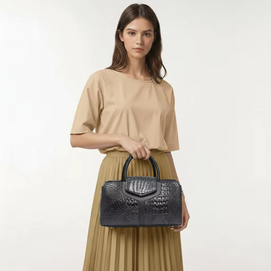 The Jacē Croc-Embossed Empress Satchel